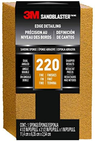 3M SandBlaster 9565 Large Between Coats Dual Angle Sanding Sponge, 2.5 in by 4.5 in by 1 in, 220-Gri | Amazon (US)