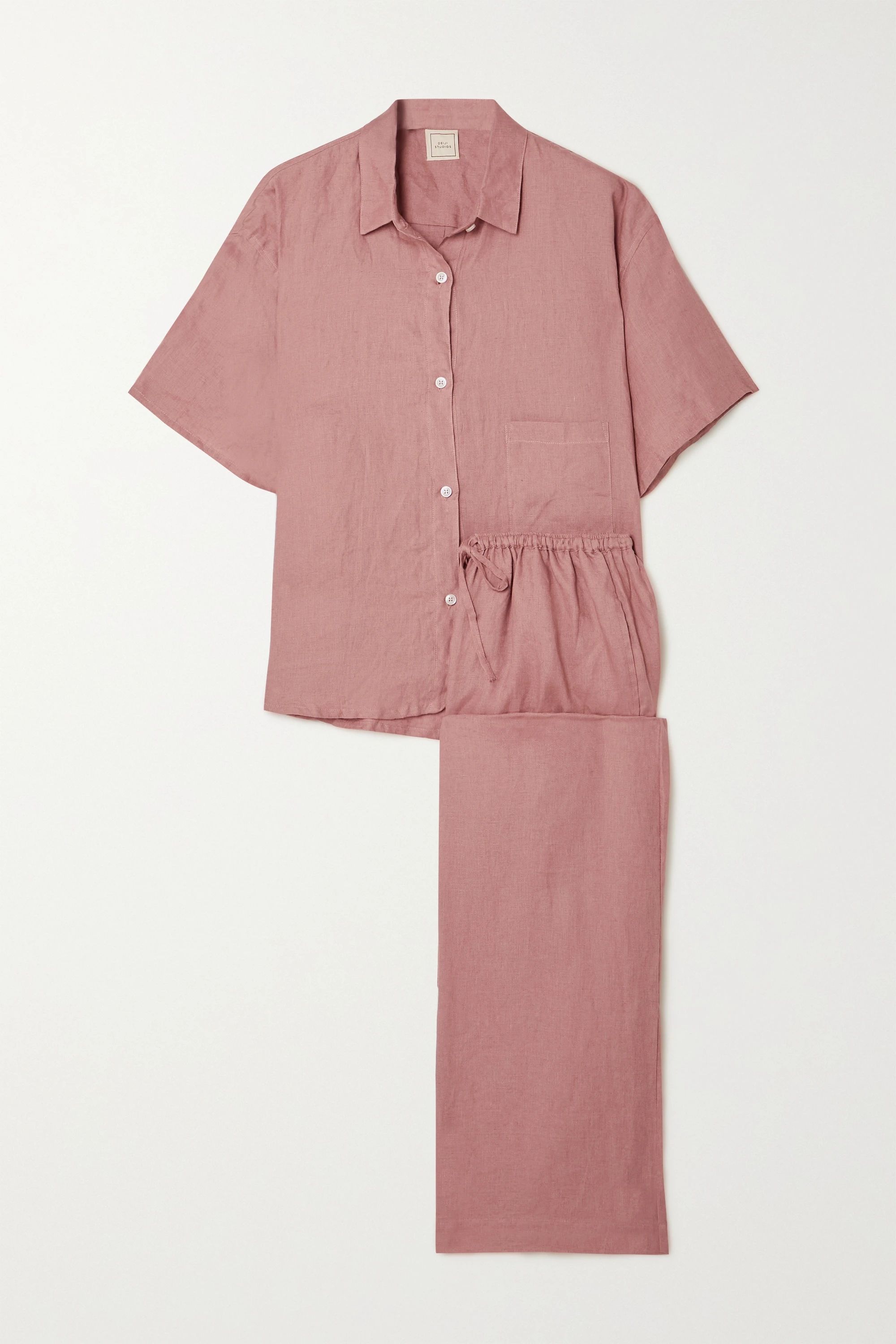 Pink + NET SUSTAIN The 05 linen pajama set | Deiji Studios | NET-A-PORTER | NET-A-PORTER (UK & EU)