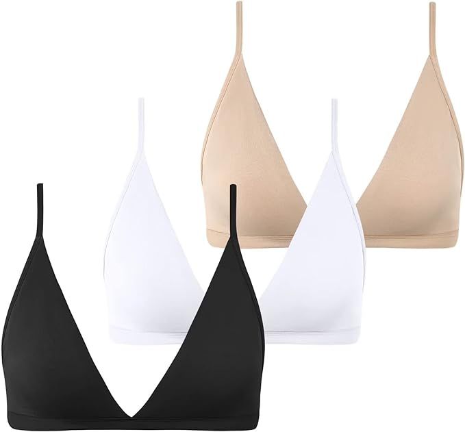 INIBUD Bralette for Women Removable Padded Bra Yoga Seamless V Neck Triangle Adjustable Straps Wi... | Amazon (US)