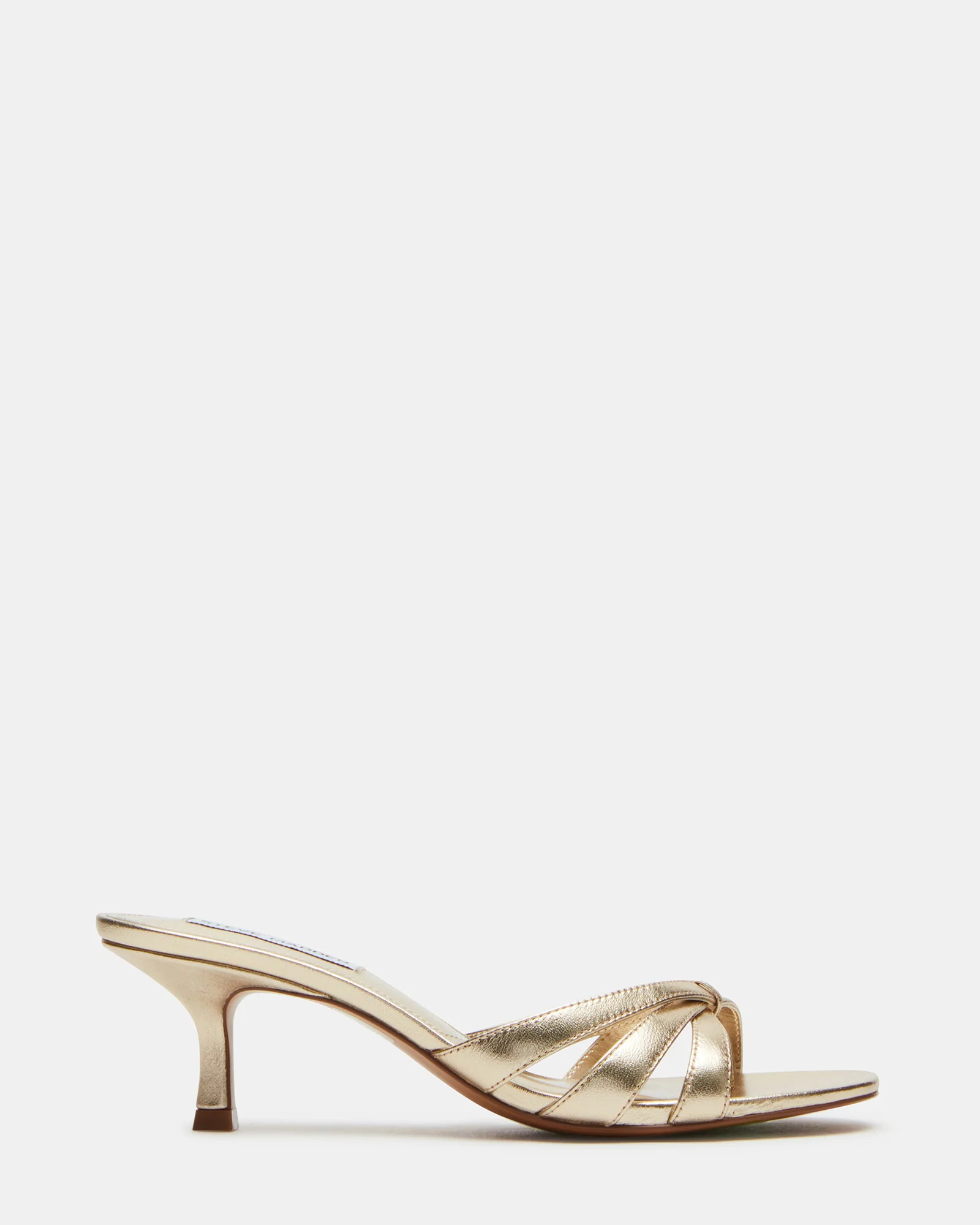 CARY Gold Leather Square-Toe Strappy Mule Women's Heel | Steve Madden (US)