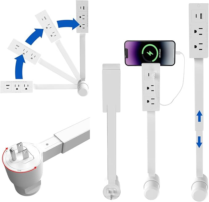 Electrical Outlet Extender Stick Features USB-A, USB-C, and 2 AC Electrical Outlet Extender for H... | Amazon (US)