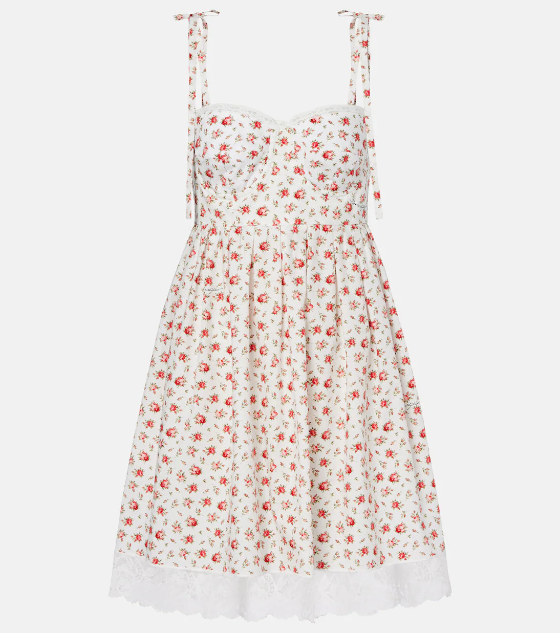 Floral lace-trimmed cotton-blend poplin minidress | Mytheresa (US/CA)