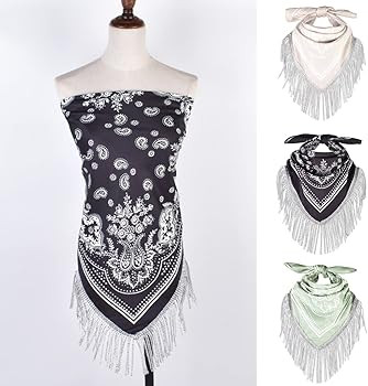 Junhcone Cowgirl Bandanas Shawl Rhinestones Fringe Paisley Scarf Bachelorette Bandanas Cowboys Ba... | Amazon (US)