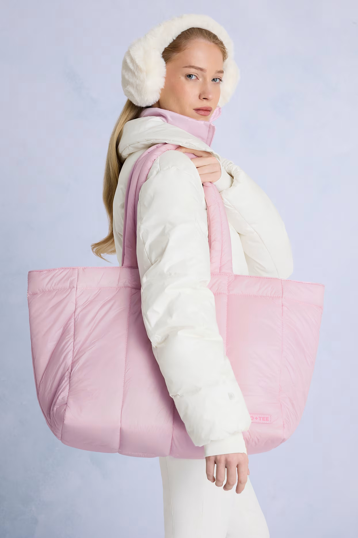 Waterproof Puffer Tote Bag in Powder Pink | Oh Polly