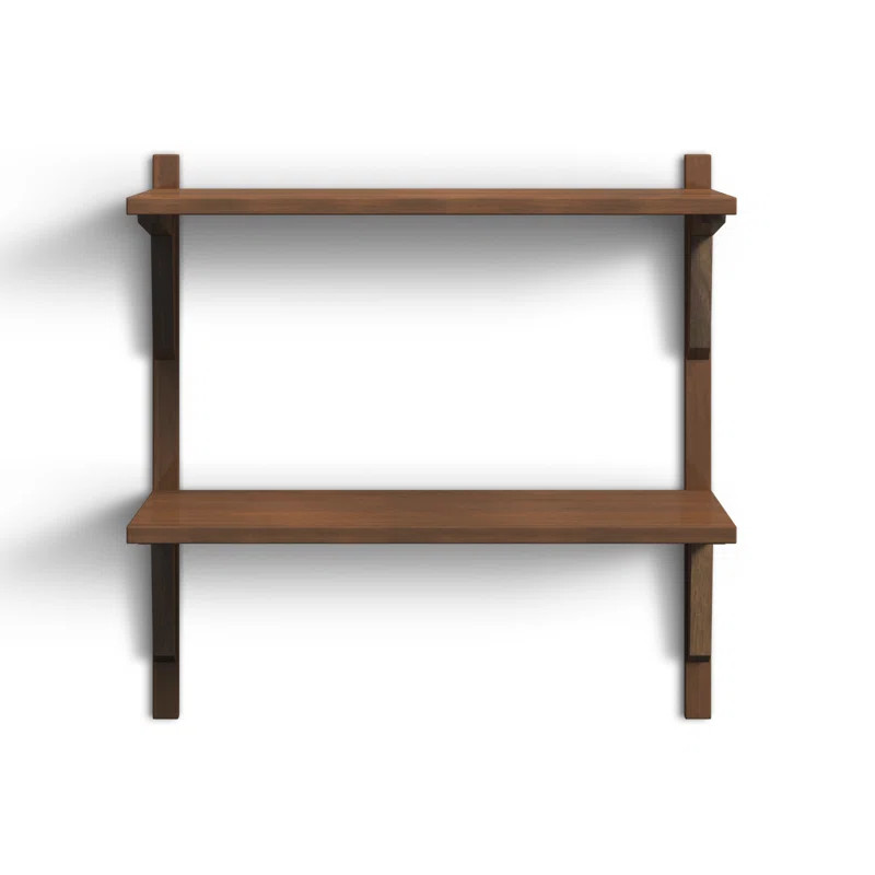 Rustic Brown Baez Poplar Solid Wood Wall Shelf | Wayfair North America