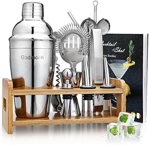 Cocktail Shaker Set Bartender Kit, Godmorn 15Pcs Bartender Shaker Set, 304 Stainless Steel Martini S | Amazon (US)
