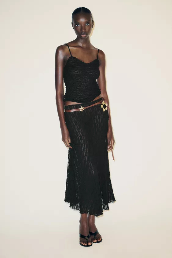 A-LINE LONG LACE SKIRT | Zara US