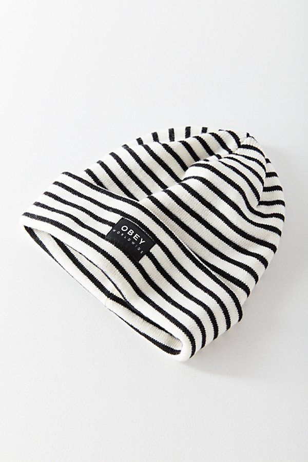 OBEY Franklin Beanie - Black + White One Size at Urban Outfitters | Urban Outfitters US