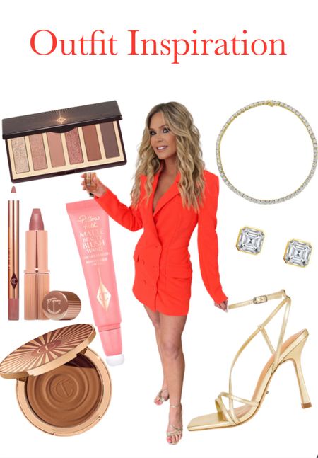 Neon orange coming in hot!
I’m loving a bright pop of color and this Revolve blazer dress is perfect. The fit and length is just right!
These gold strap heels are also from Revolve and are so comfy. Jewelry is Melinda Maria and goes great with outfit! Favorite beauty product are Charlotte Tilbury at Sephora for a sun-kissed, bronze look!

#LTKshoecrush #LTKbeauty #LTKstyletip