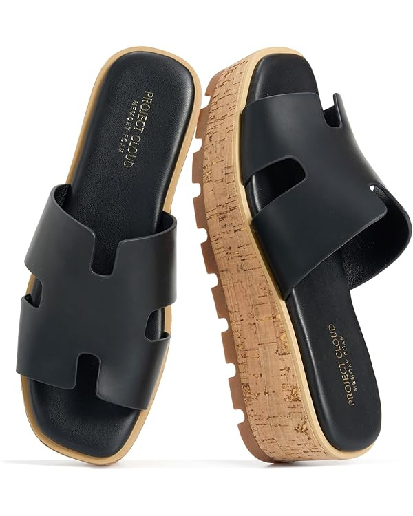Project Cloud Genuine Leather Wedge Platform Sandals Women Footwear - Memory Foam Insole and Non-... | Amazon (CA)