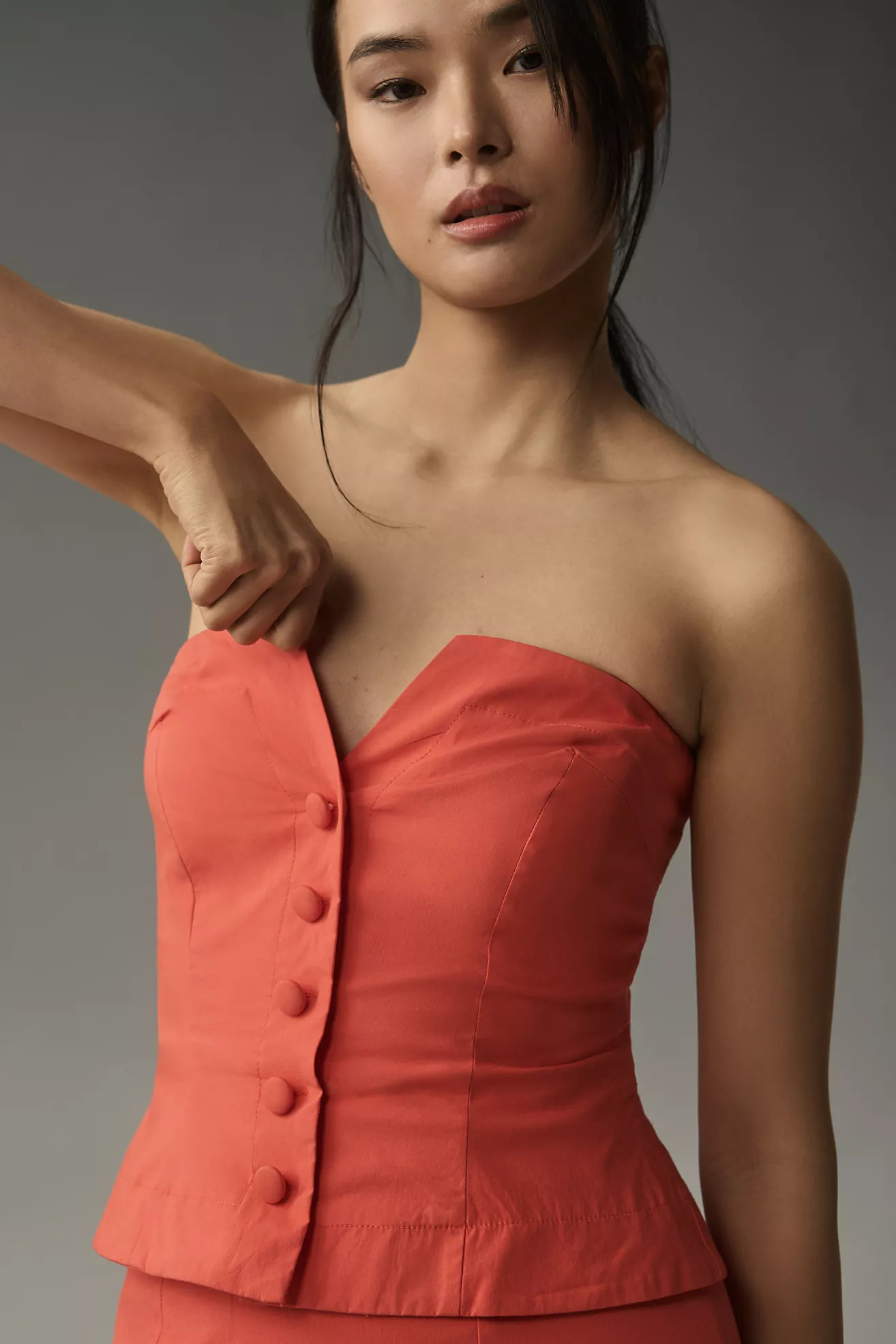 Maeve Strapless Corset Column Midi Dress | Anthropologie (US)