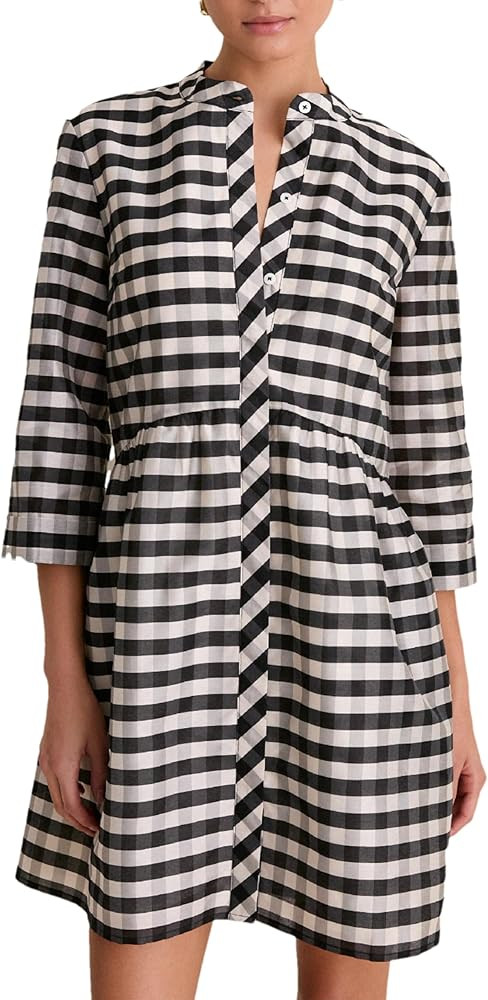 Shiyifa Womens Summer Gingham Empire Waist Dresses V-Neck 3/4 Sleeve Midi Dress Sundress with Poc... | Amazon (US)
