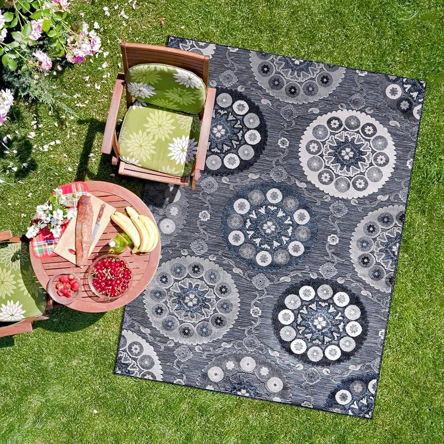 CAMILSON Indoor/Outdoor Rug 8x10 Bohemian Medallion Floral Area Rugs for Indoor and Outdoor Patio... | Amazon (US)