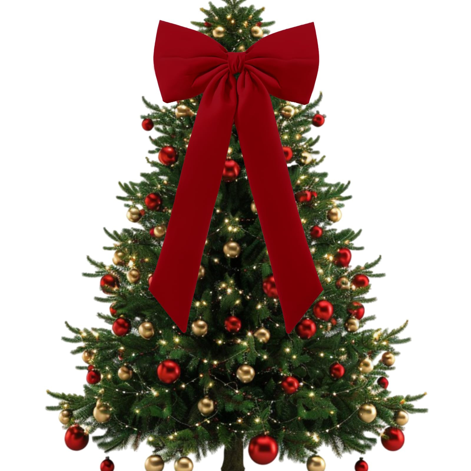 Large Christmas Bow Ornament 15x30 Inch Velvet Giant Wreath Bows Xmas Tree Topper Ribbon Hanging ... | Amazon (US)
