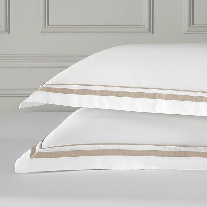 White Pillow Shams King Size Set of 2, 100% Cotton 400TC Sateen Luxury Hotel Pillow Cases, Pippin... | Amazon (US)