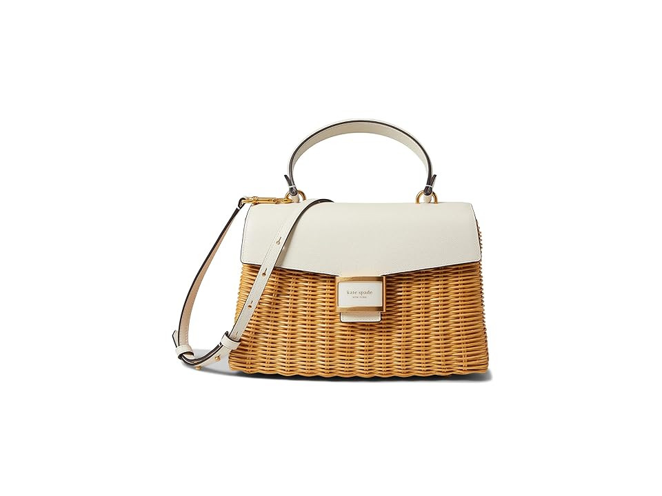 Kate Spade New York Katy Wicker Medium Top-Handle (Halo White Multi) Handbags | Zappos