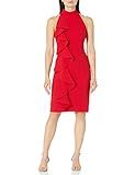 Eliza J Women's Bodycon Halter Dress with Ruffle Detail, Red, 6 | Amazon (US)