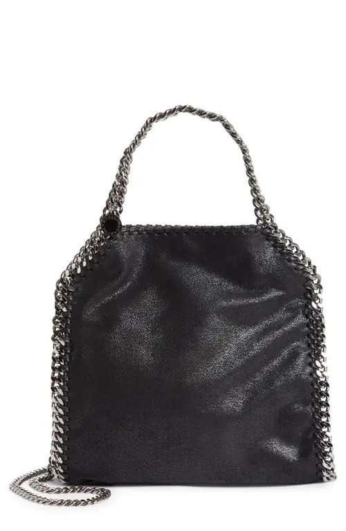 Stella McCartney 'Mini Falabella - Shaggy Deer' Faux Leather Tote in Black W/Silver at Nordstrom | Nordstrom