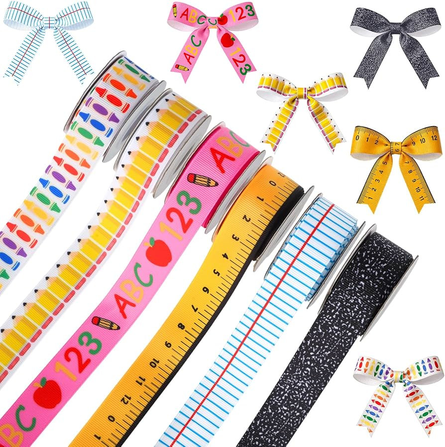 6 Pcs Teacher Ribbon for Gifts 30 Yards Back to School Ribbons Graduation Teacher Appreciation Gi... | Amazon (US)
