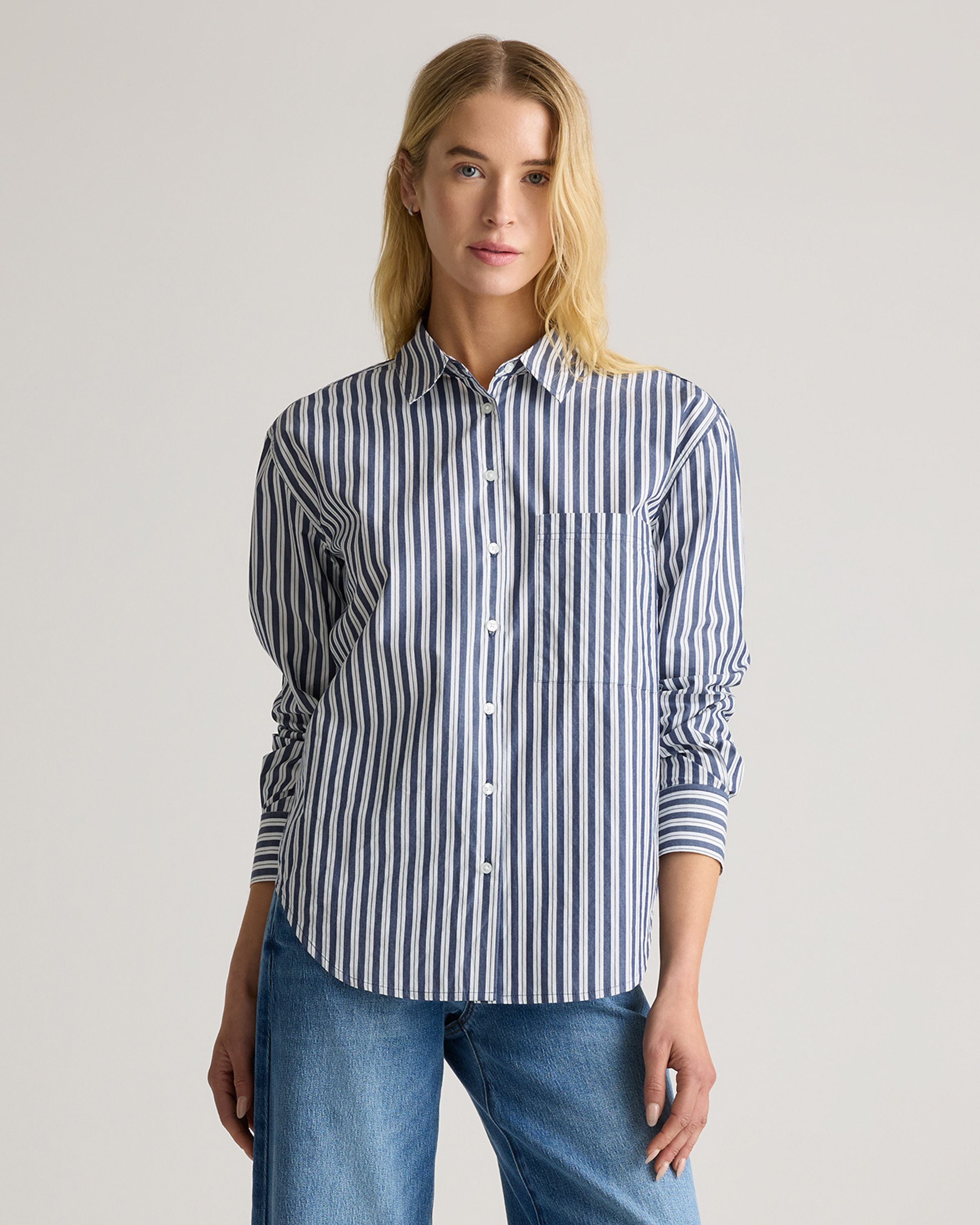 100% Organic Cotton Poplin Long Sleeve Boyfriend Shirt | Quince