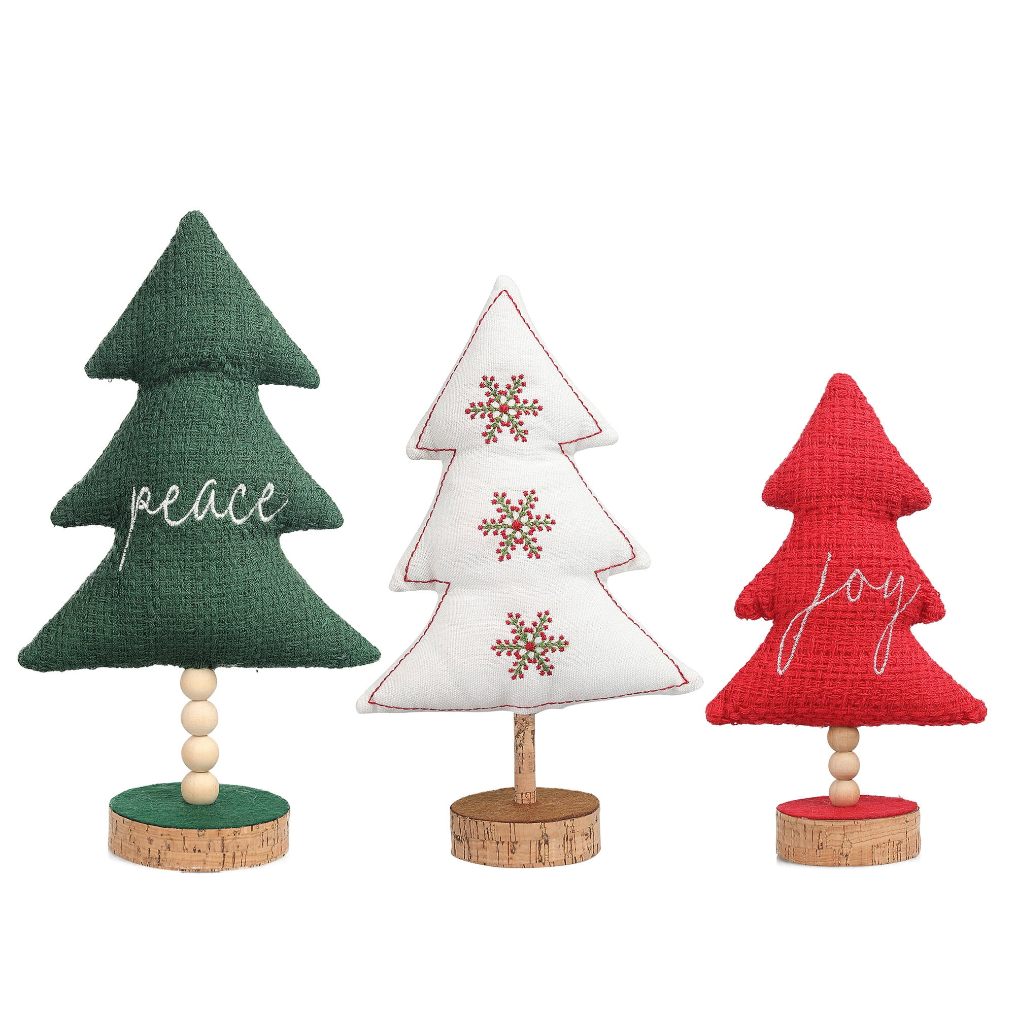 Holiday Time Red, White, and Green Fabric Tabletop Christmas Trees, set of 3 - Walmart.com | Walmart (US)