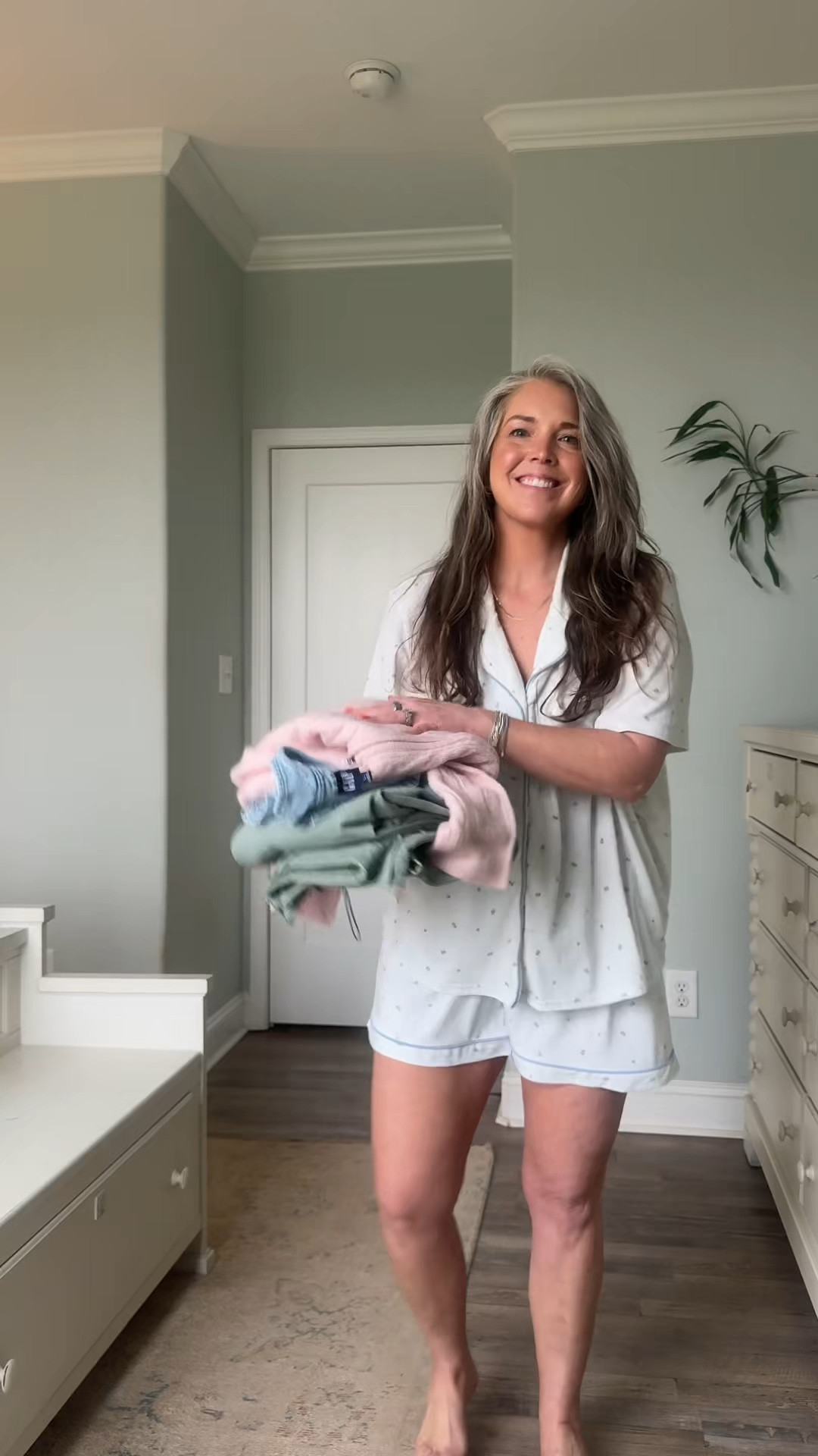 Getting dressed with me on Saturday. 🤍Free People denim size 30~ blue jean shirt is Gap size large I linked a similar this is last years and out of stock~ H&M sweater is out of stock so linking similar size medium 

#LTKMidsize #LTKOver40