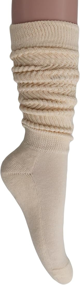 AWS/American Made Slouch Socks Cotton Scrunch Knee High Extra Long and Heavy Socks | Amazon (US)