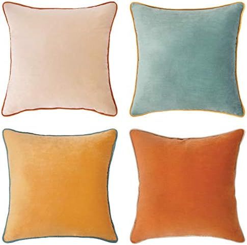 MONDAY MOOSE Decorative Throw Pillow Covers Cushion Cases, Set of 4 (18” x 18”) Soft Velvet M... | Amazon (US)