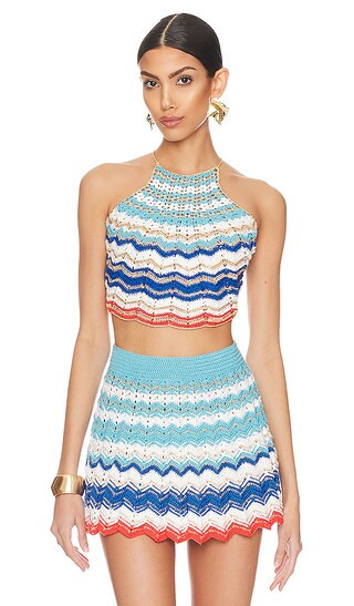 Hand Crochet Chevron Pattern Crop Top | Revolve Clothing (Global)