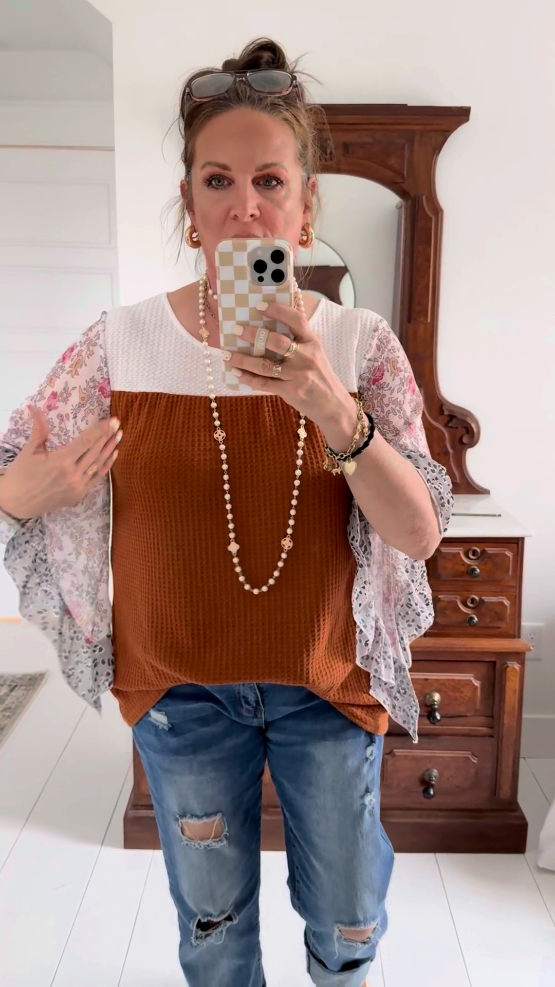 I picked up this lightweight top last Spring when I was starting to add more florals or colors into my wardrobe. I love the mix of colors and patterns.  

 #LTKootd #LTKMidsize #LTKFindsUnder50