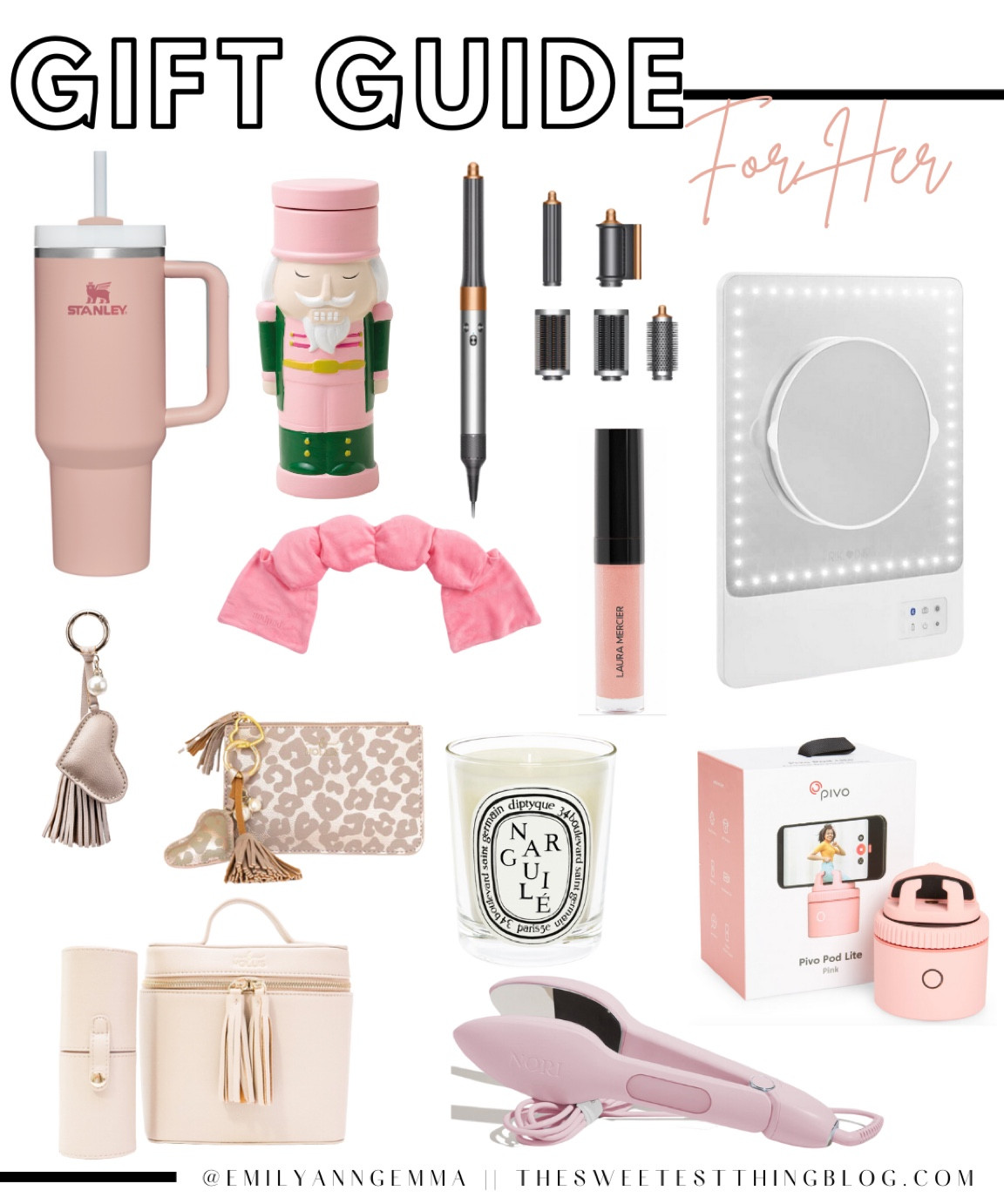 Gift Ideas for her, affordable gifts for her, best candles, diptyque candles, Nod pod, eye mask, Makeup Bag, Makeup Case, Keychain, Stanley Cup, Nori Press, Iron Press, Lip Gloss, Dyson Air Wrap, Hair Must Haves, Emily Ann Gemma, Nutcracker Candle


#LTKHoliday #LTKGiftGuide