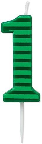 Papyrus Birthday Candle Number 1. Green Stripes (1-Count) | Amazon (US)