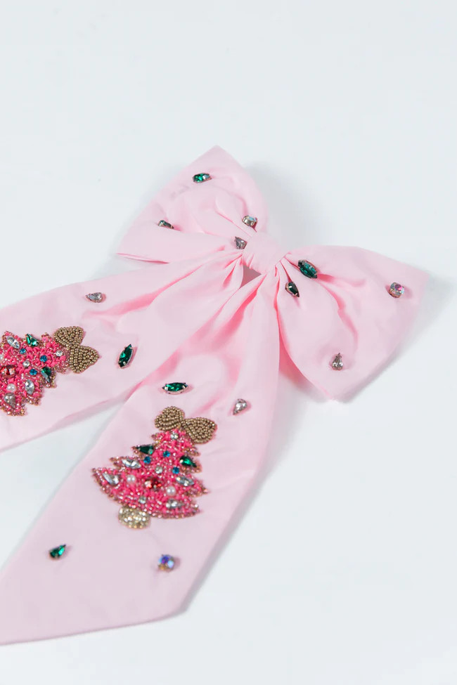 Pink Hair Bow with Hot Pink Christmas Tree | Pink Lily