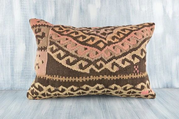 Natural Kilim Pillow, Beige Cushion Cover, 16x24 Brown Pillow Cover, Natural Home Decor, Brown Sh... | Etsy (US)