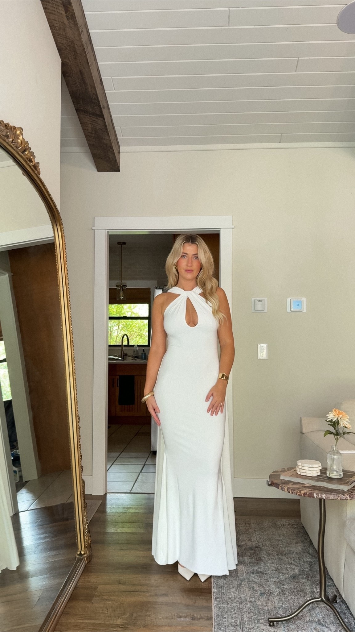 White maxi dress 

#LTKParties #LTKStyleTip #LTKSeasonal