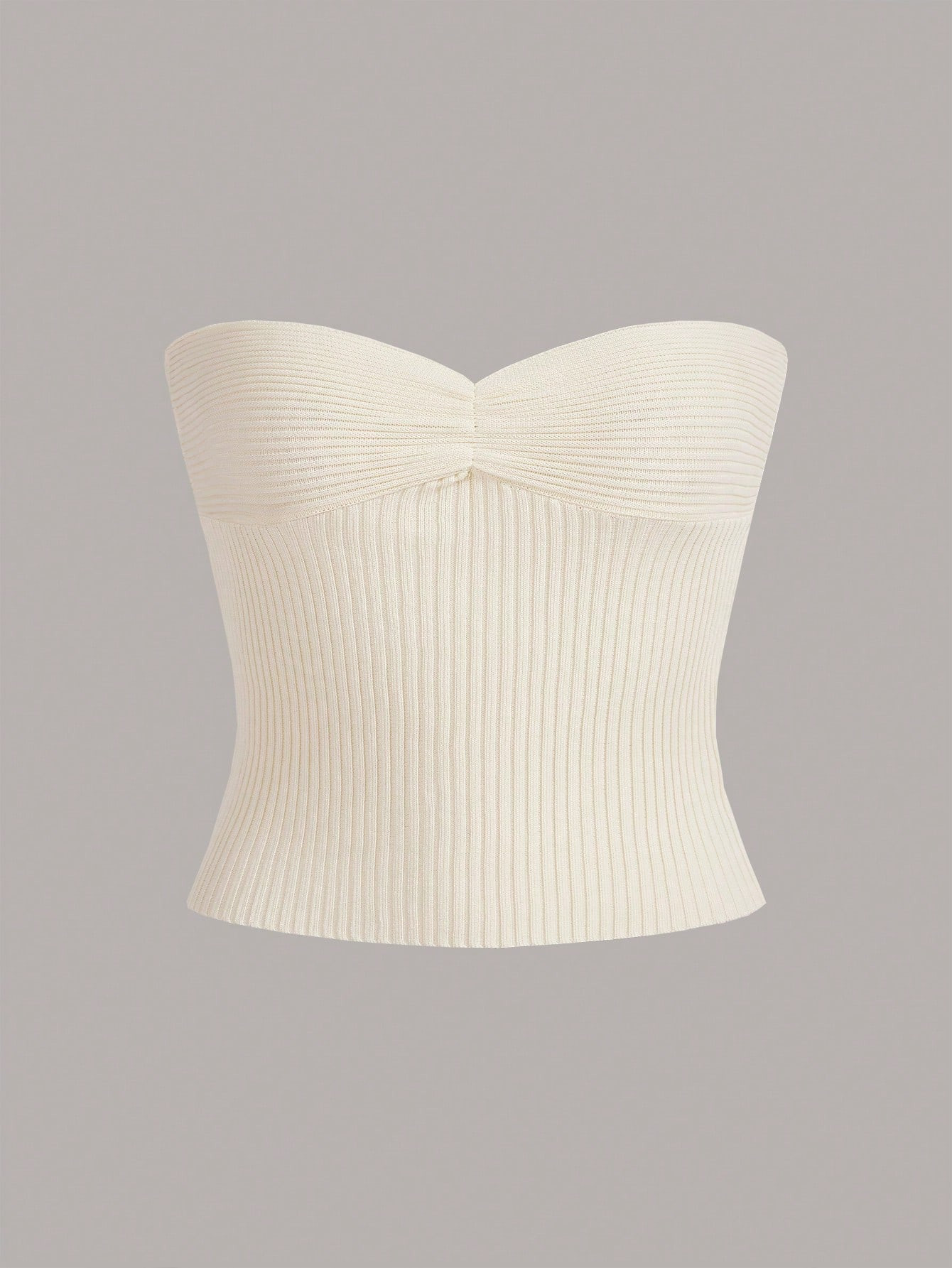 SHEIN EZwear Solid Ribbed Tube Knit Top | SHEIN