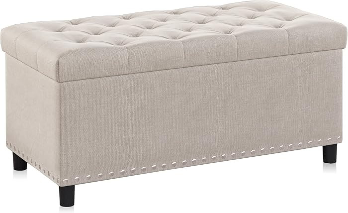 BELLEZE 31" Tufted Ottoman, Storage Bench with Safety Close Hinge, Ottoman with Storage for Livin... | Amazon (US)