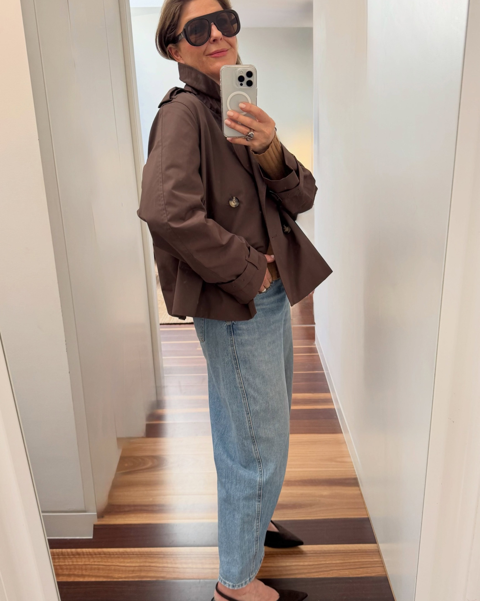 This crop trench in choc brown @sportscraft is the best colour , double breasted , the right length with cool details like epaulettes on the shoulders & cuffs . And now on sale! 
Here’s two ways I’m wearing it

#LTKspring #LTKover50style #LTKstyletip