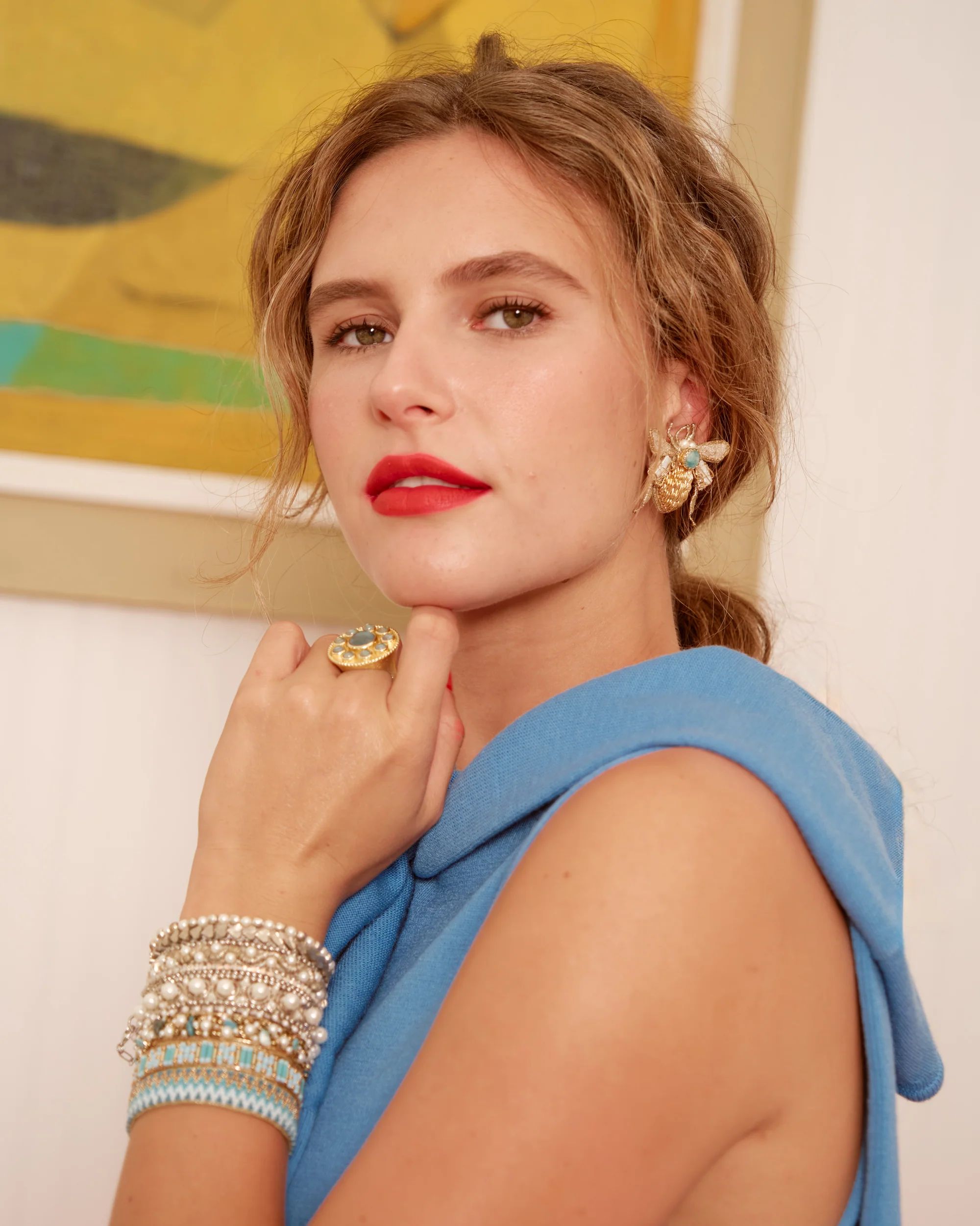 Scarab Beaded Earrings Gold | Frances Valentine
