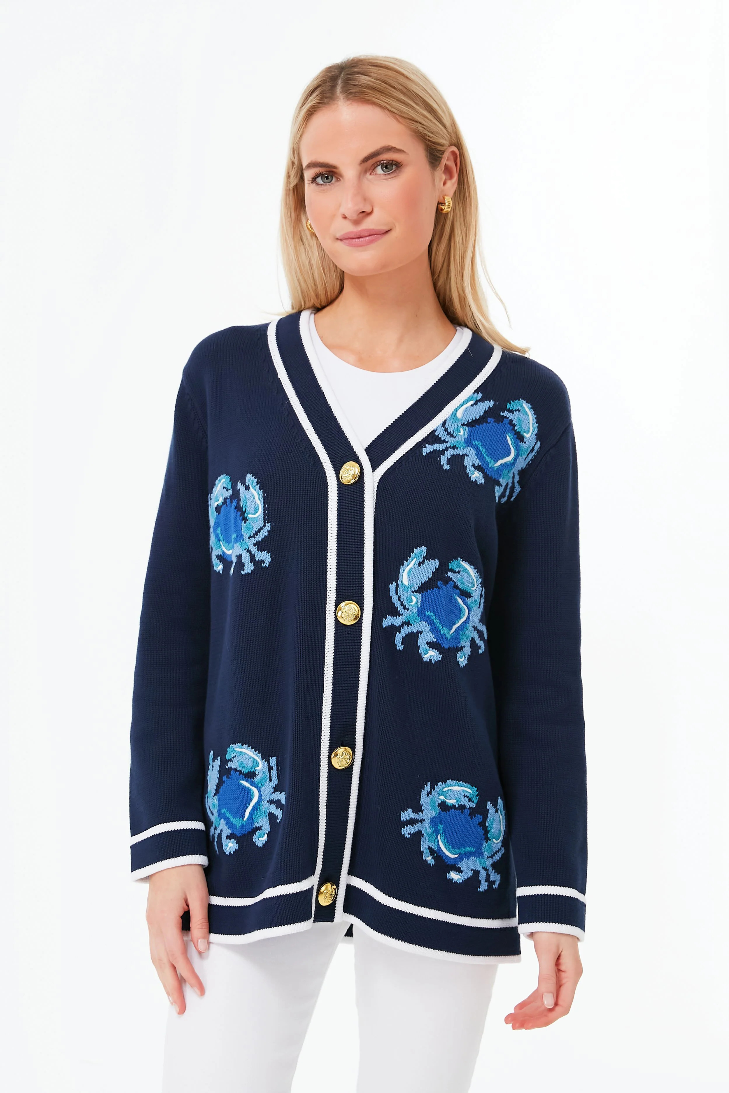 Navy Crab Lauren Cardigan | Tuckernuck (US)