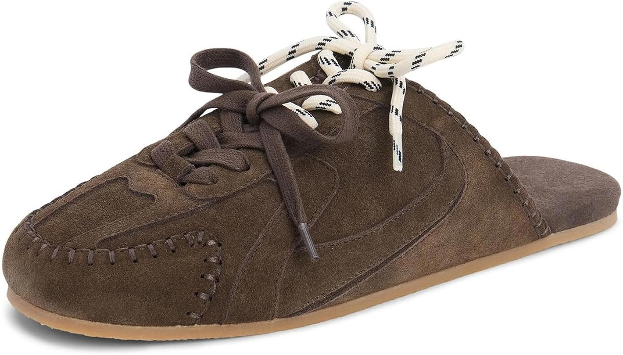 Sneaker Mules for Women Slip on Suede Mules Fashion Backless Flats Shoes | Lace up Slip on Mules ... | Amazon (US)