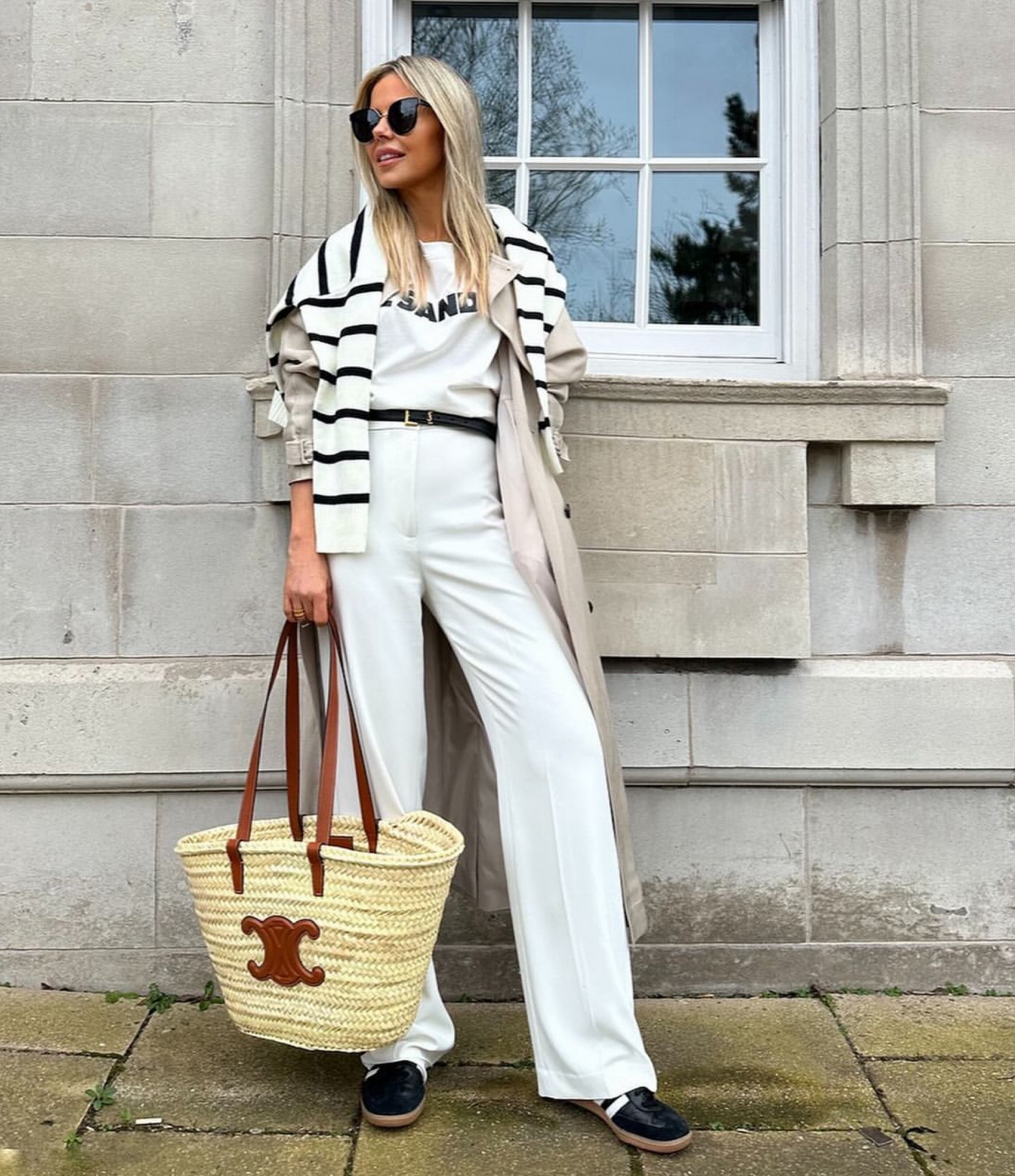 Spring Outfit ✨🫶🏽 #trench #whitetrousers #springlook 

#LTKSeasonal #LTKover40 #LTKstyletip