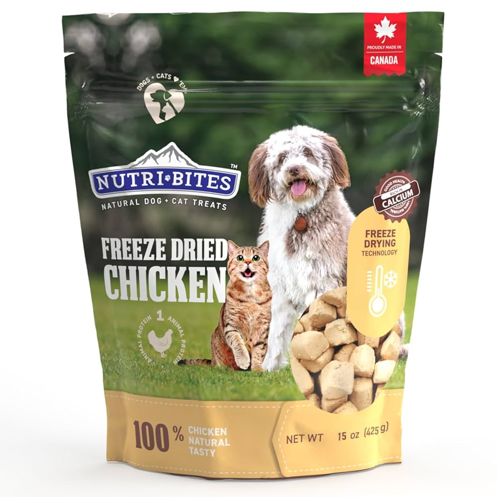 Nutri Bites Freeze Dried Chicken Dog & Cat Treats | Healthy Pet Training Treats or Food Topper | ... | Amazon (US)