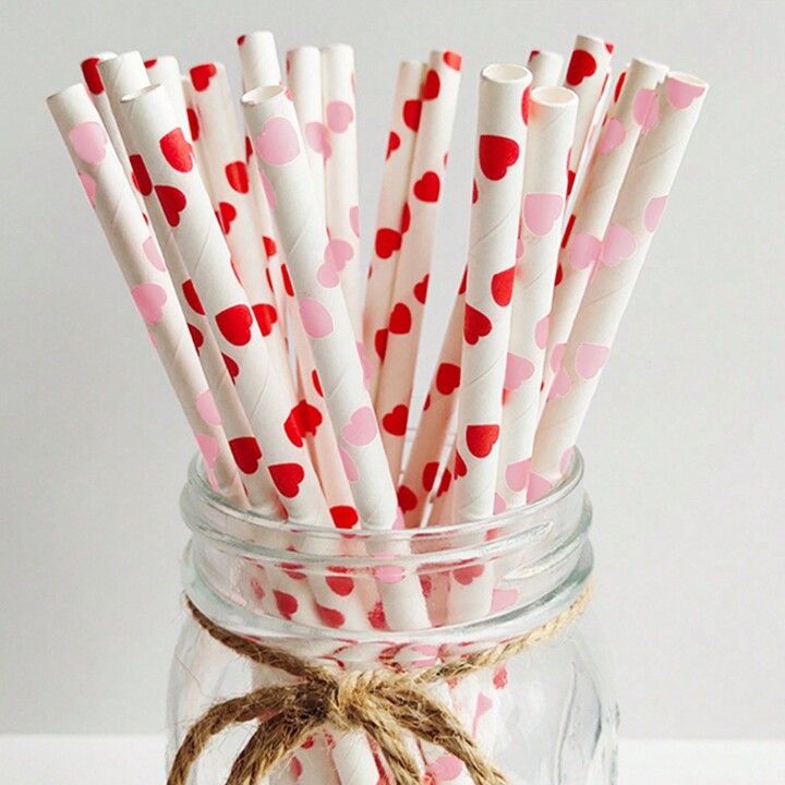 25pcs Disposable Paper Straws, Valentine'S Day Series, Colorful & Cute, Perfect For Decorating De... | SHEIN