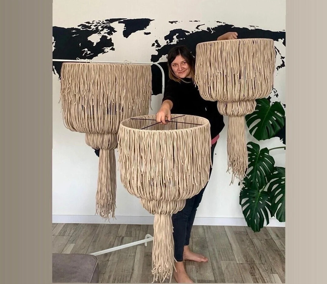 Handmade Macrame Lampshade Chandelier: Boho Light Pendant | Etsy (US)