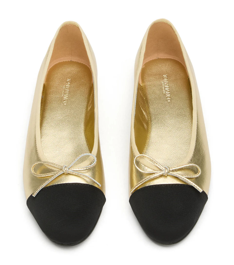 Robyn Gold Nappa/Black Grosgrain | Tony Bianco US