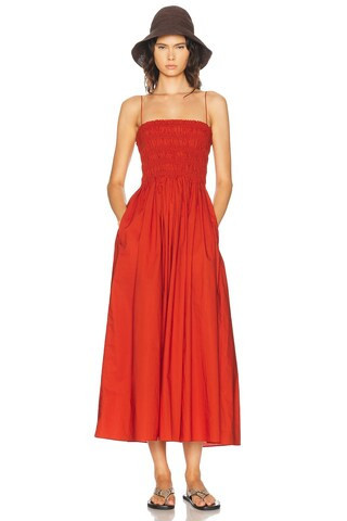 Matteau Shirred Bodice Dress in Red | FWRD 
