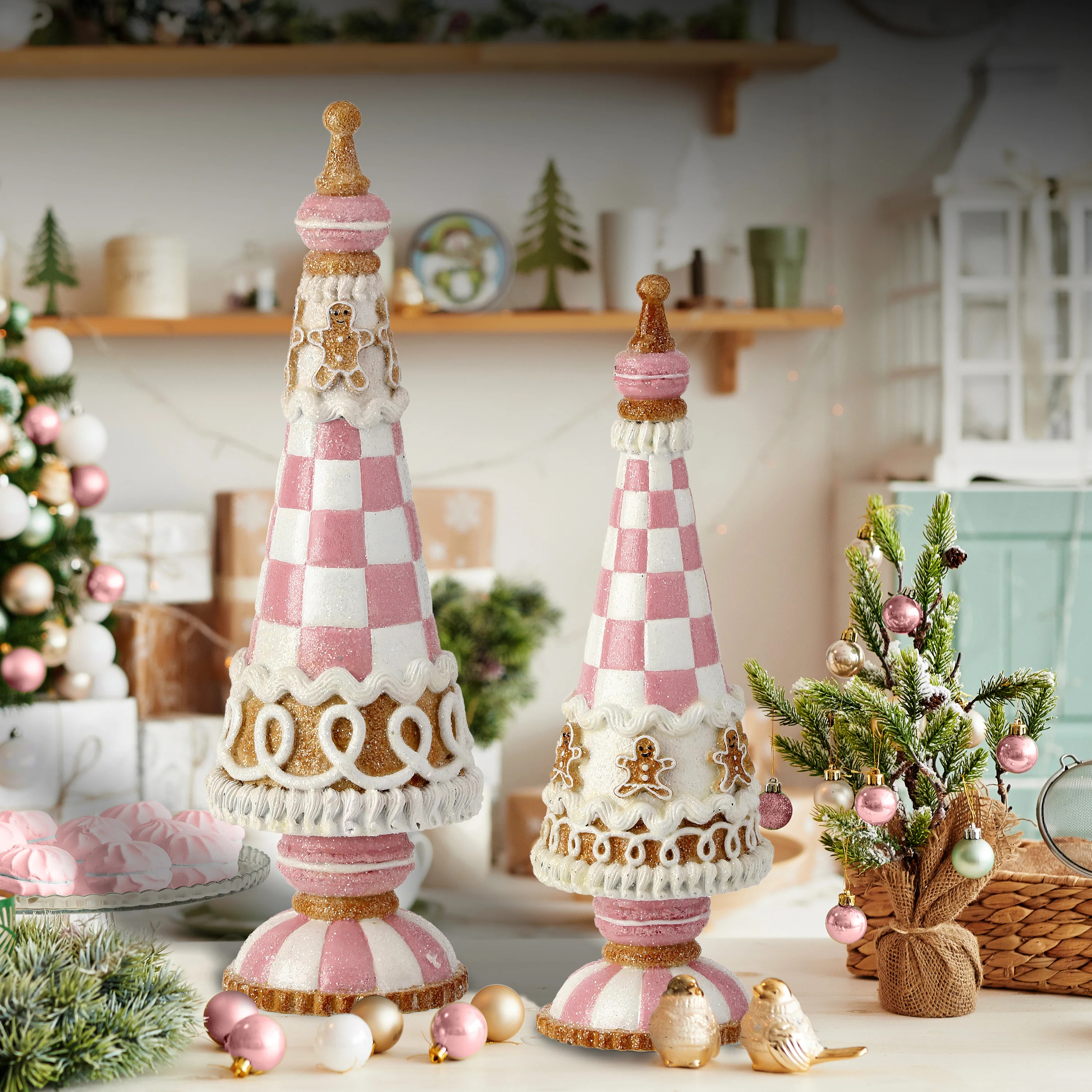 11.5" Resin Sweets Gingerbread Trees Set of 2 | Wayfair North America