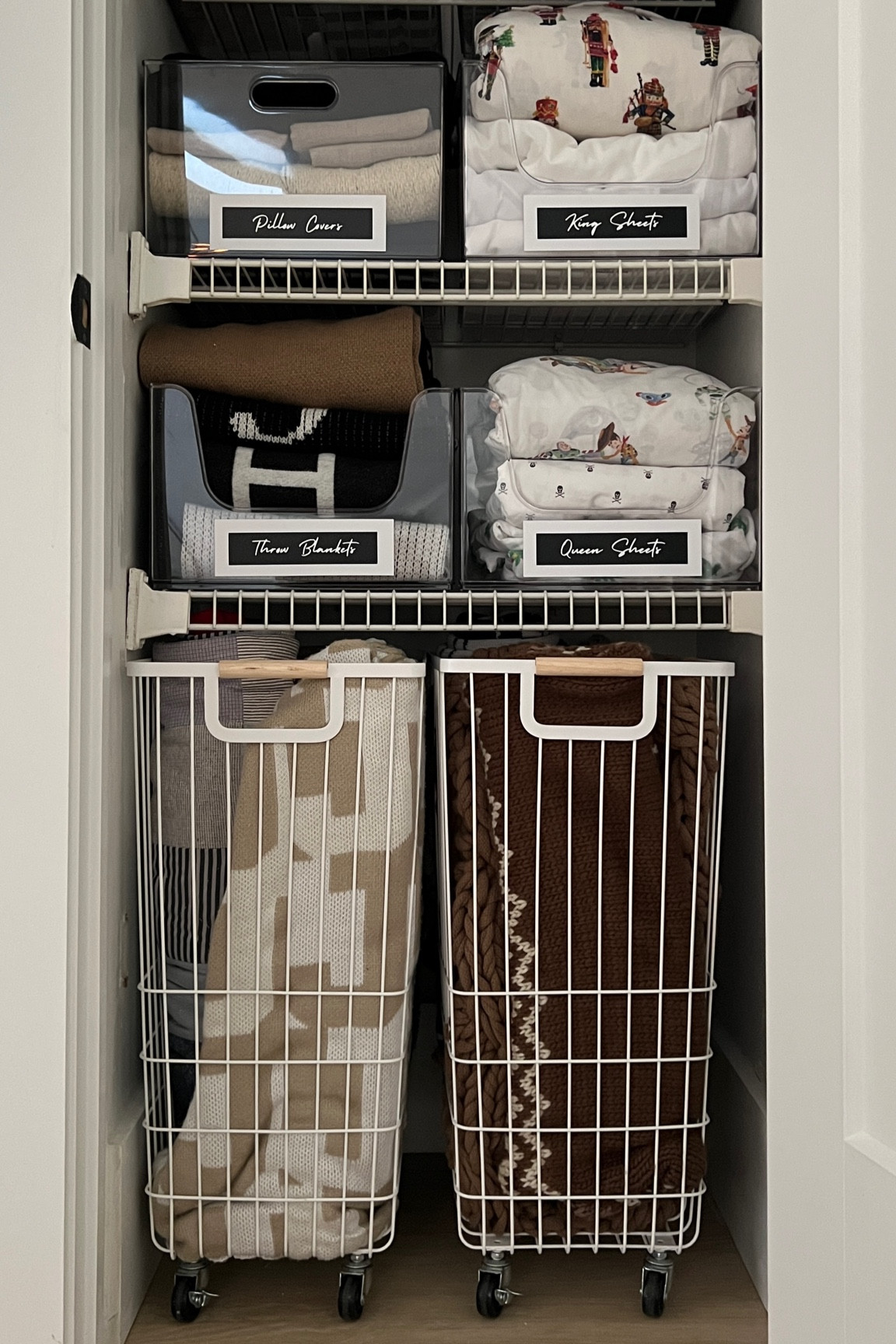 Linen closet organization!! #meandmrjones 
Rolling laundry basket
Closet organizing
Closet organizers 

#LTKhome #LTKunder50