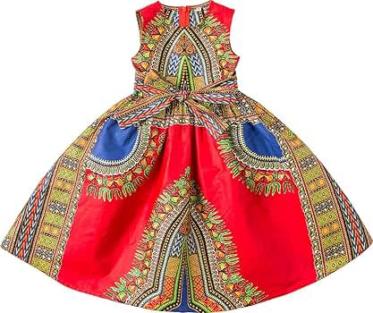 SHENBOLEN Girls Dashiki Print Dress African Tradition Dresses | Amazon (US)